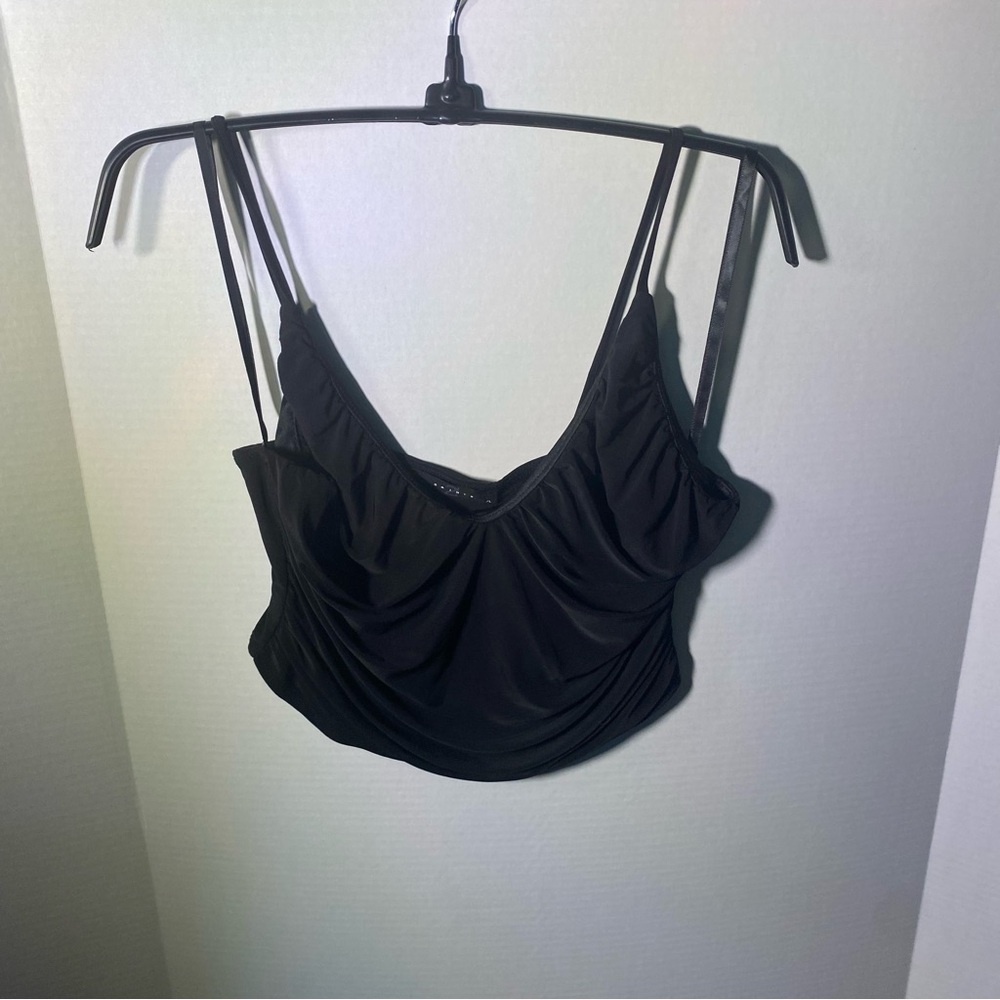 Cropped or Bra Top‎ Black Slinky Size XL fits Size Lg also By Saints